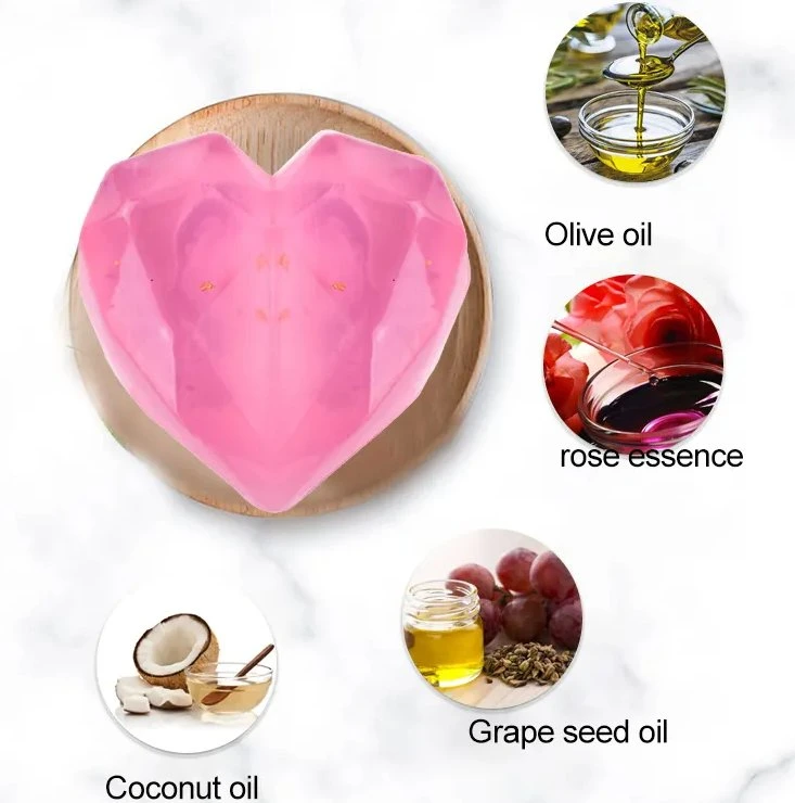 Private Label Company Event Wedding Ceremony Gifts Two-Color Diamond Heart Shaped Moisturizing Avocado Essential Oil Soap Natural Handmade Heart Shape Soap