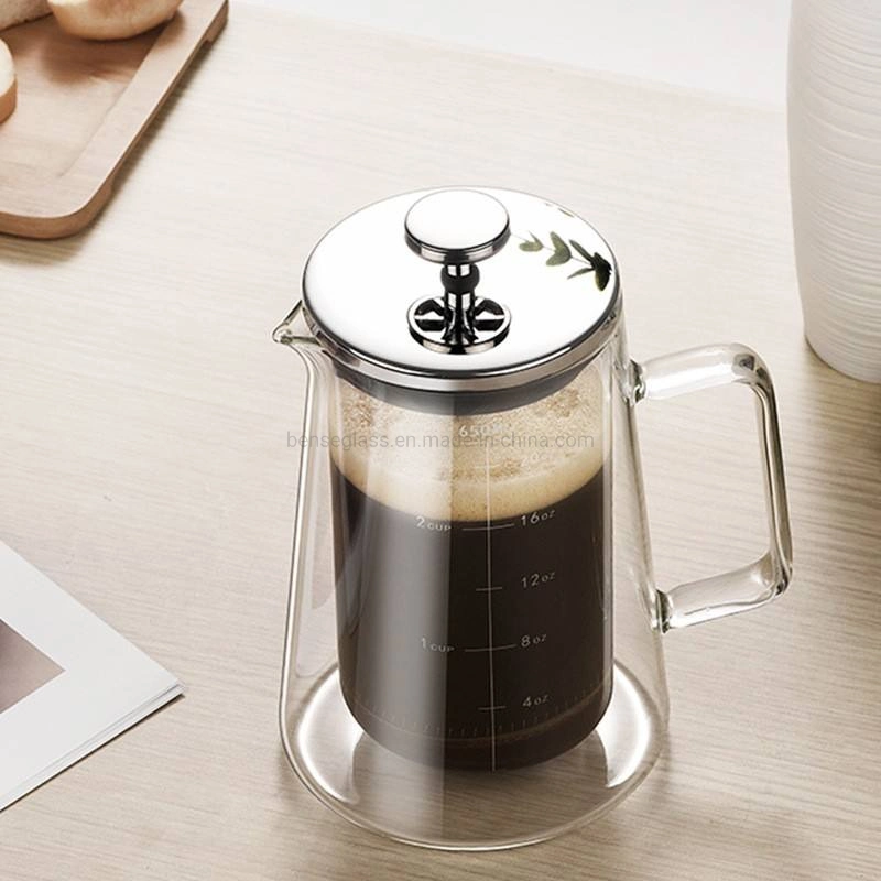 Hot Sale High Quality Factory Customize 1000ml Double Wall Borosilicate Glass Coffee Pots Maker French Coffee Press