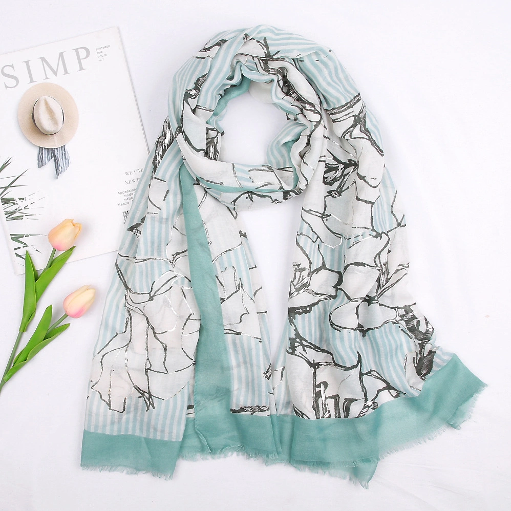 Printed Cotton Linen Scarf Beach in Spring and Summer Scarf