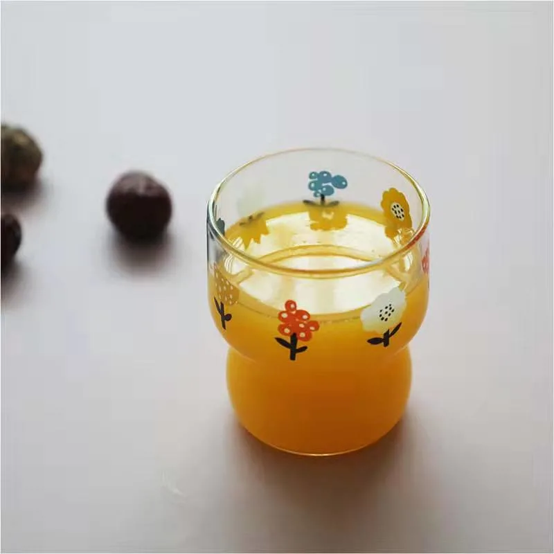 250ml Heat Resistant High Borosilicate Korean Glass Cup Glass Cute Mug for Milk and Juice