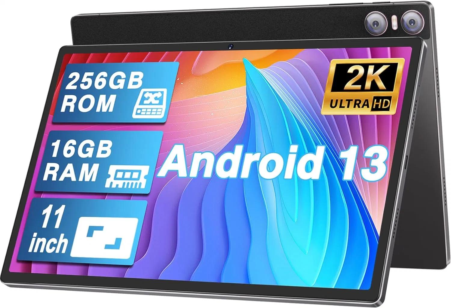 Tablet PC 2K Android 12/13 de 10.95 polegadas, 6 GB de RAM, 128 GB ROM