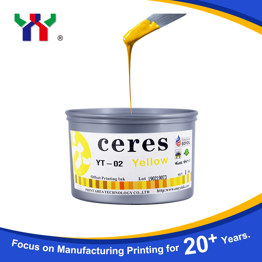 Ceres yt-02 Sheet-Fed écologique haute brillance l'impression offset d'encre pour papier/ bonne qualité, de fèves de soja, Fine de fabrication de produits/Nature, de couleur jaune