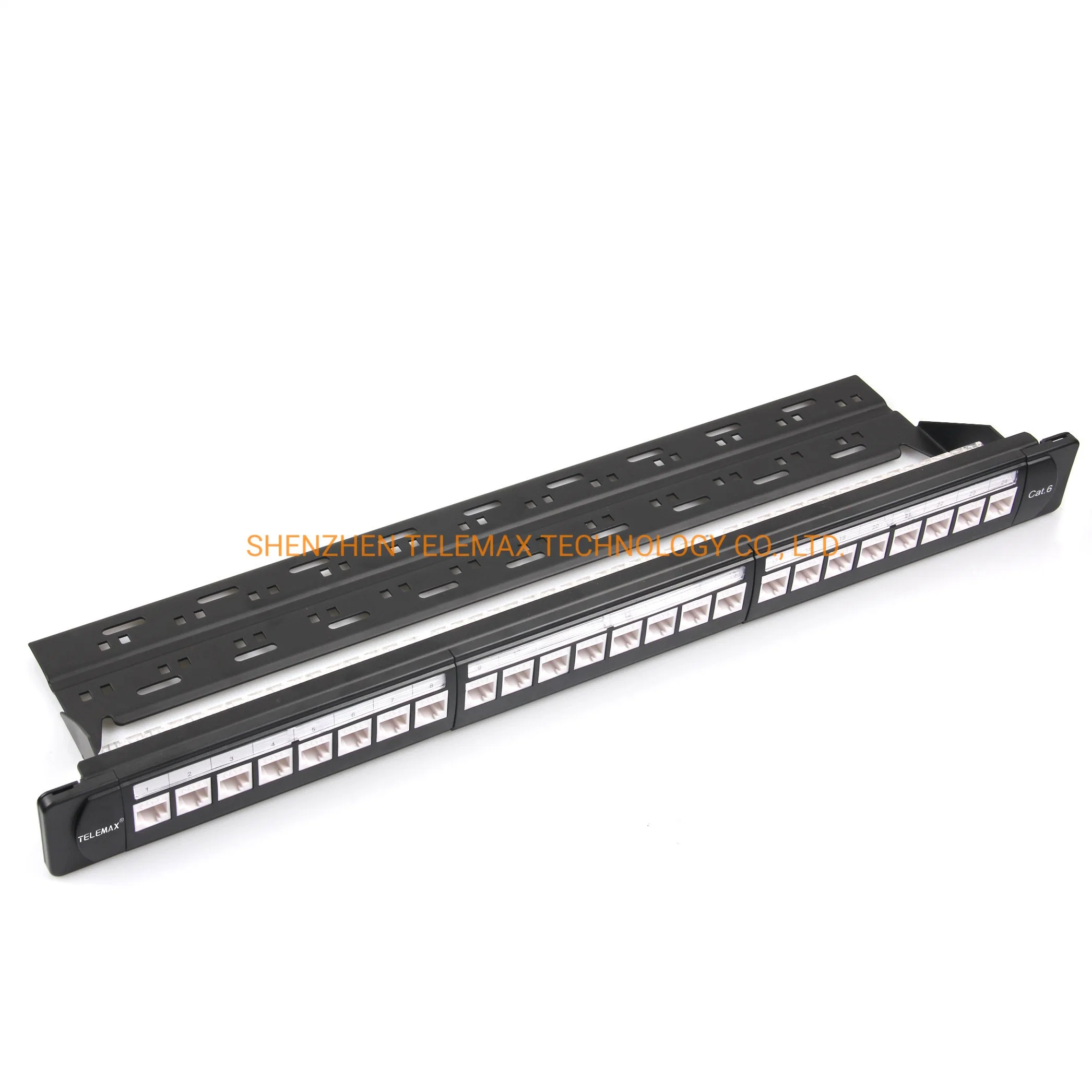 CAT 6 24 Port voll UTP geladenes Patch Panel inklusive Kabelmanager mit Keystone Jacks vorinstalliert