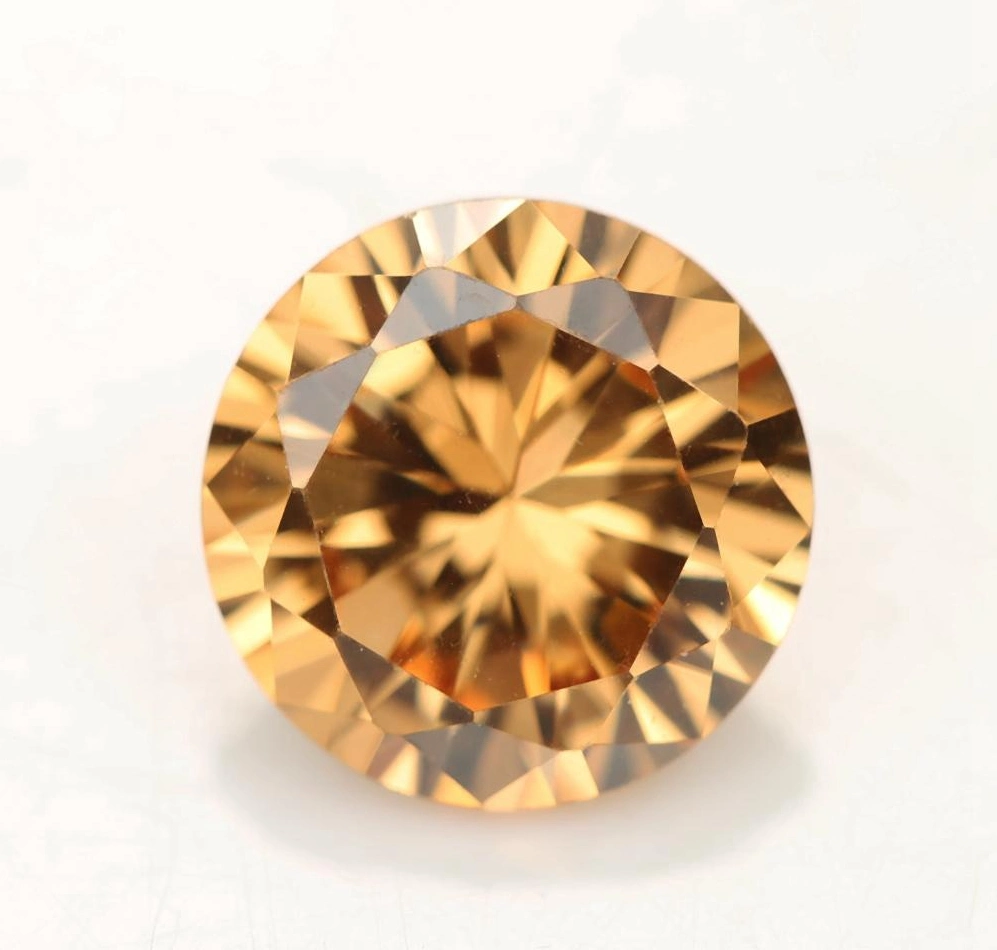 Factory Price Synthetic Jewelry Round Shape Light Brown Zirconia CZ Stone