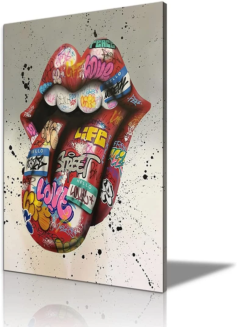 Graffiti Wall Art Graffiti Canvas Wall Art Tongue Graffiti Art Canvas Print Poster Colorful Wall Art