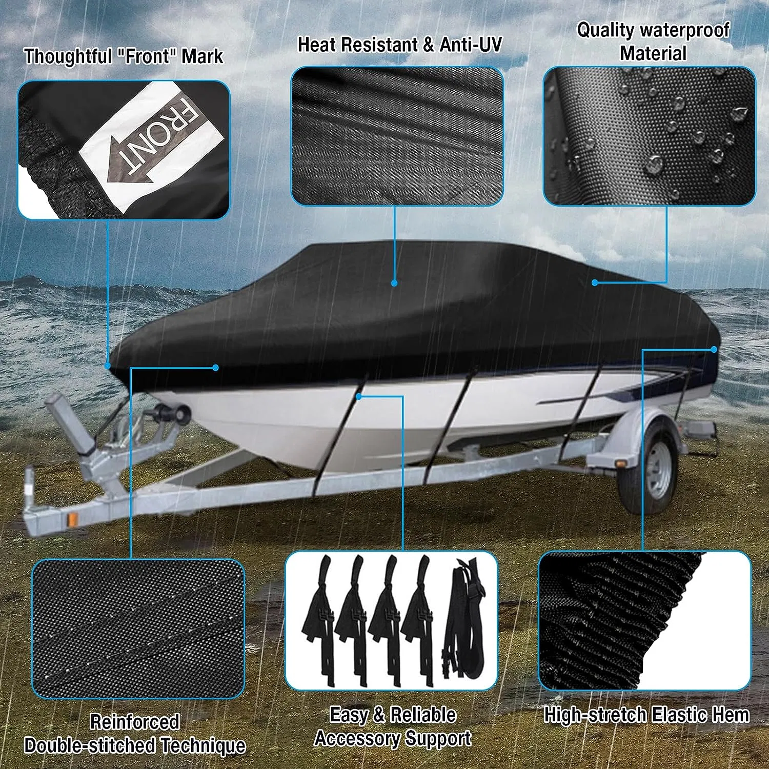 Factory Customized Outdoor Waterproof Boat Cover, Yacht Sunscreen Cover, 600d Thick Material