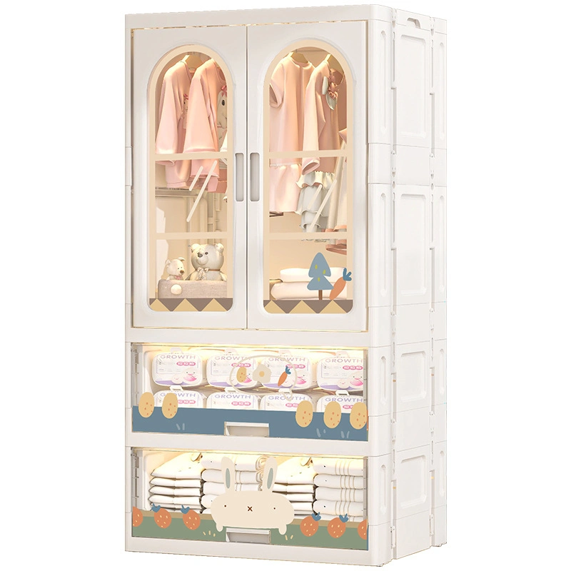 Child's Collapsible Cartoon Wardrobe - Quick Setup, Dual Door Access, Clothing Management