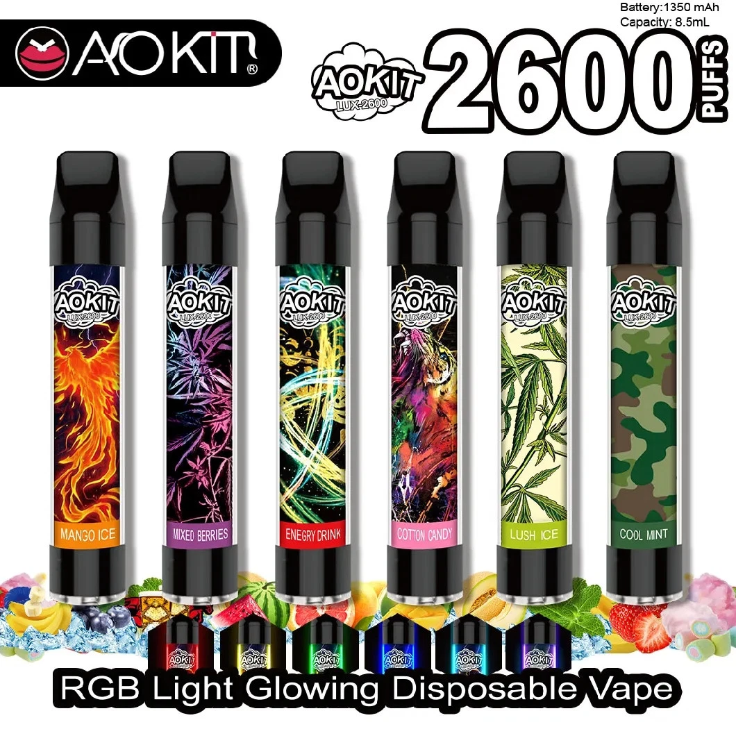 2021 Newsest Disposable/Chargeable Rechargeable Vape Pod 2600puffs RGB Light Flavour Vape