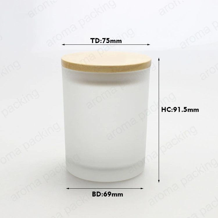 7oz 16oz Frosted Glass Candle Jar with Wooden Lid