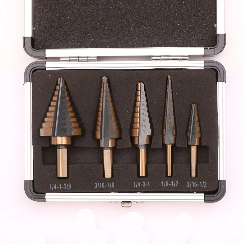 6PCS 4-12/20/32mm HSS Titanium Coated Step Drills Bit for Wood Metal Drilling Step Drill Bit Set with Aluminum Case