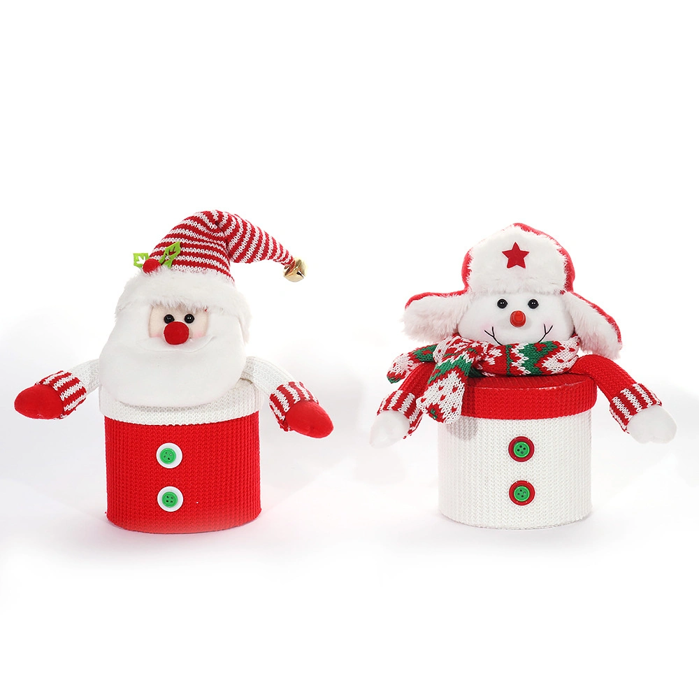 2023 Fashion Cute Christmas Plush Candy Apple Container Sugar Storage Box Santa Snowman Stuffed Toll Covers for Xmas Decoration