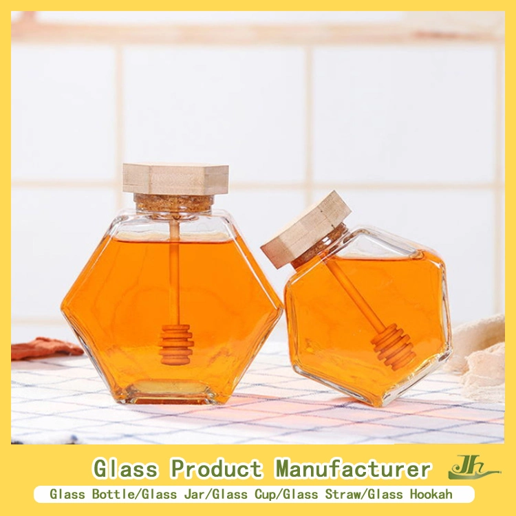 Customized Hexagon, Square, Round Honey/Jam/Pickle/Coffee/Candle/Mason/Pudding/Yogurt/Tea/Kitchen Food Storage Clip-on Glass Container Manufacturer