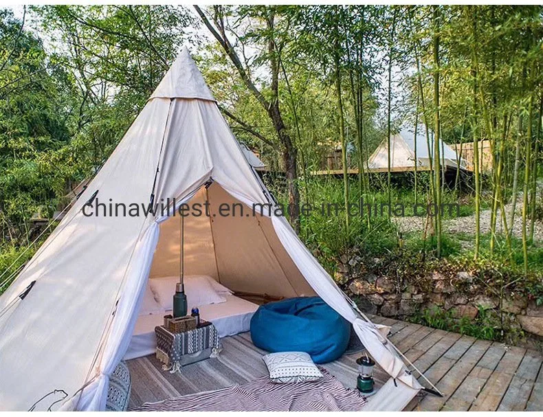 2021 Hight Quality Camping Tent Luxury Glamping 4m 5m Outdoor Cotton Canvas Towel Tent Bell Tent