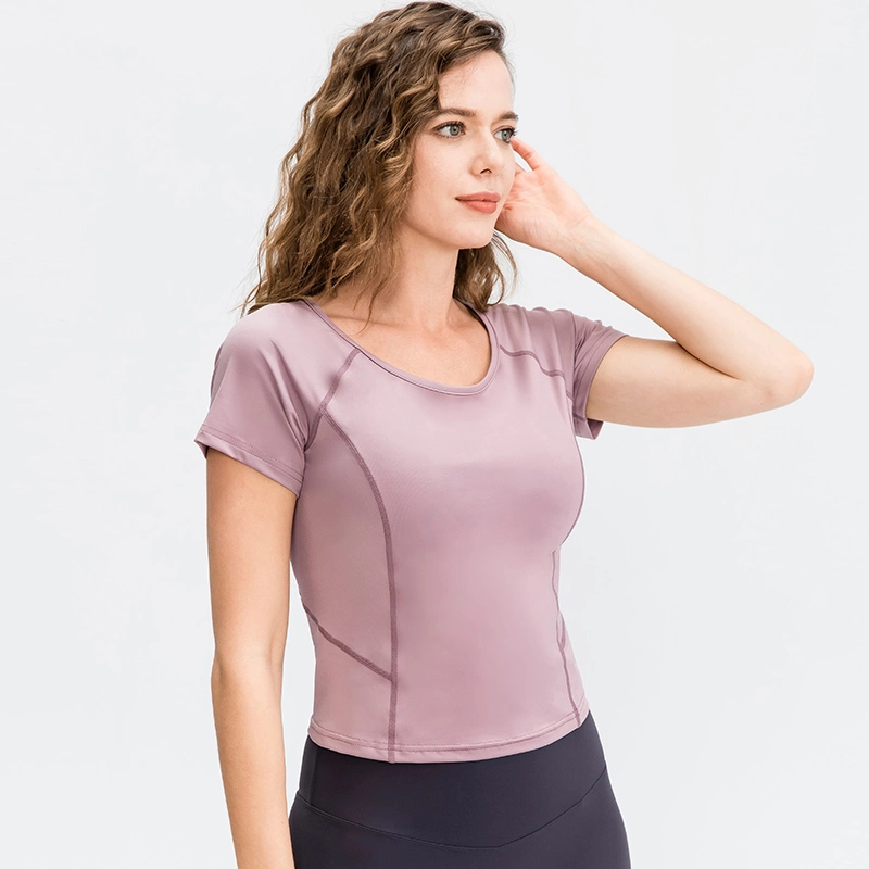 Women Short Sleeve Stretch Casual Exercise T-Shirts Fitness Sports Wear