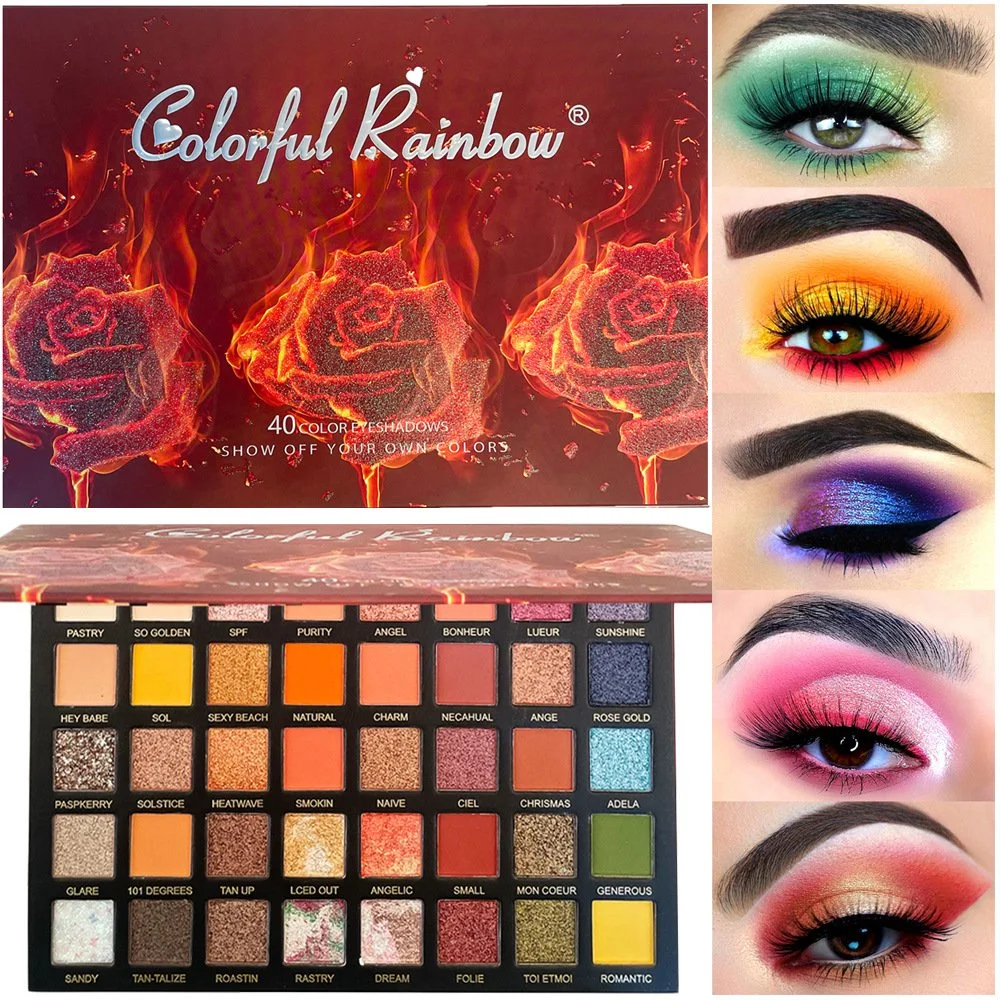 Placa de sombra de ojos Flame 40 Color Rose Stage Makeup