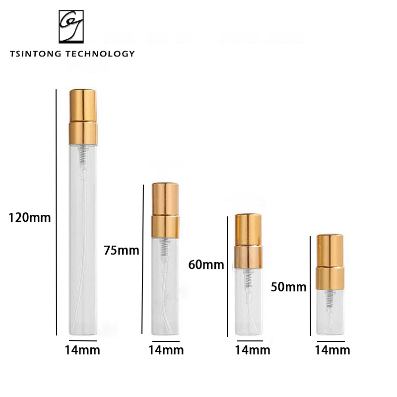 Vente en gros Fancy Luxury Round 2ml 3ml 5ml 10ml Mini vide Flacon de parfum transparent en aérosol échantillon Atomizer Tester Conditionnement d'huile