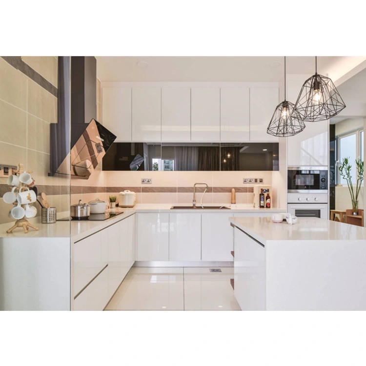 Estilo moderno Luxury Home Laca Branco Brilhante armário de cozinha