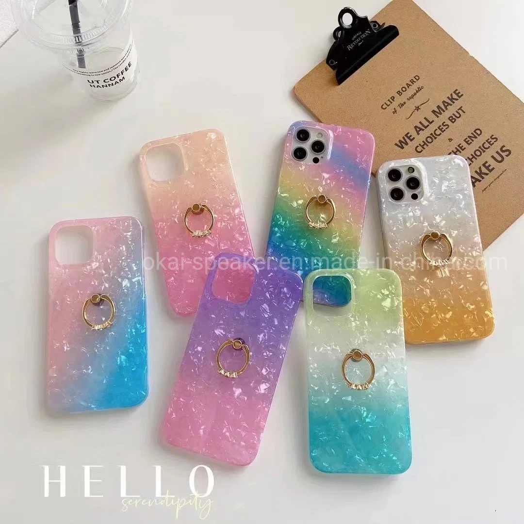 Gradient Shining with Ring Colorful TPU Mobile Phone Case for iPhone 13