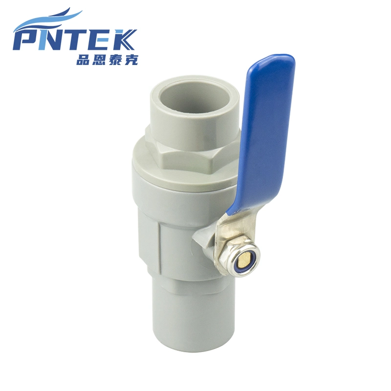 Pntek 3 Way Grey Body Stainless Steel PVC Ball Valve