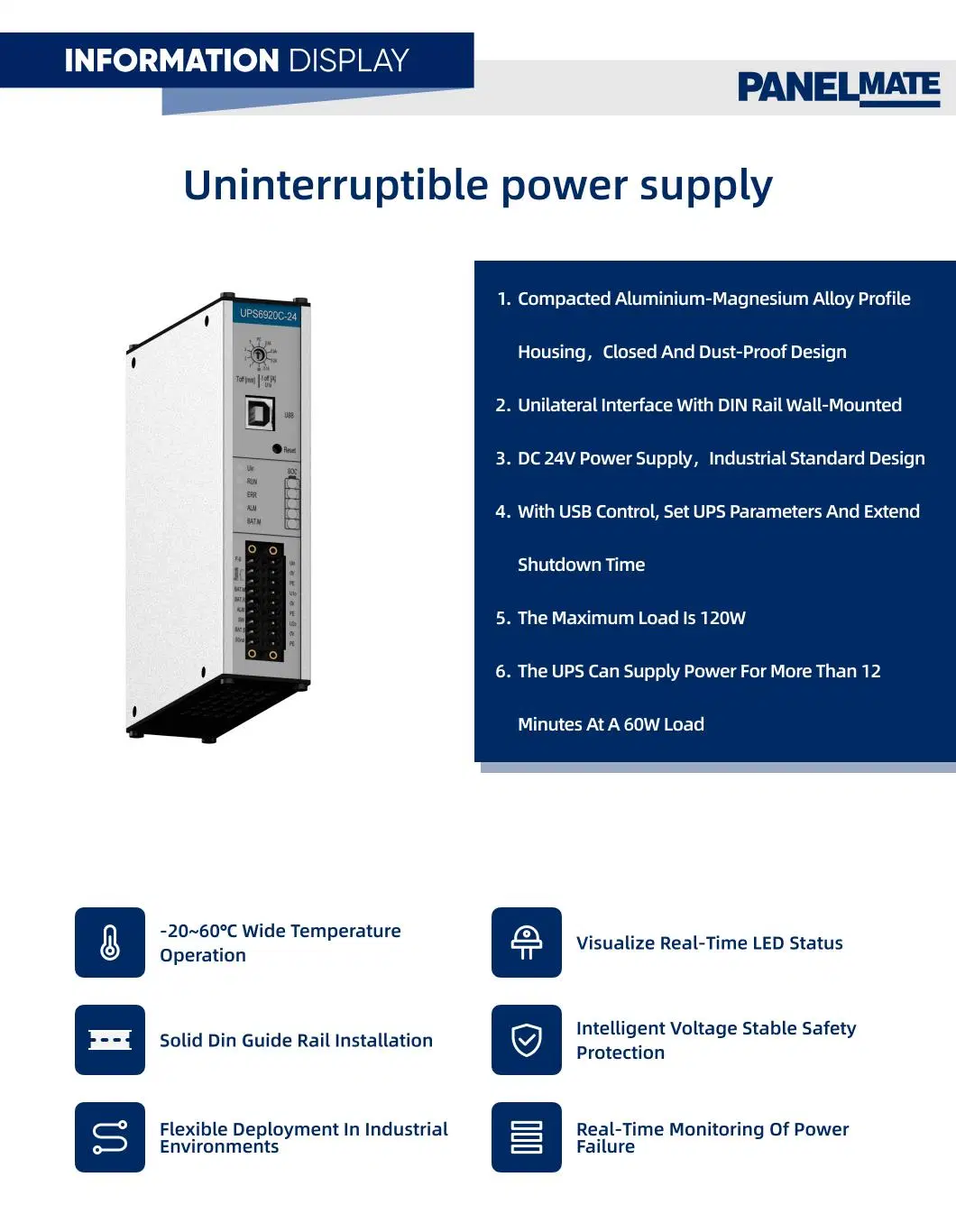 L'onduleur UPS industrielle Condensateur Backup sur Rail DIN multifonction d'alimentation DC 24 V en ligne Portable Mini batterie rechargeable de l'ONDULEUR