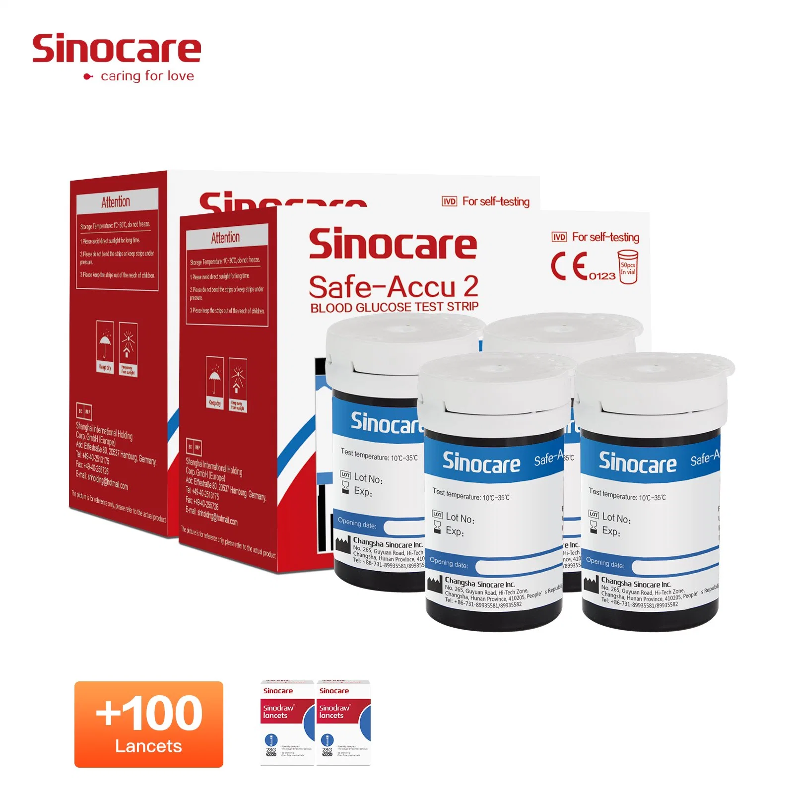 Sinocare Diabetic Test Strips Portable Health Care Blood Glucose Meter for Diabetes