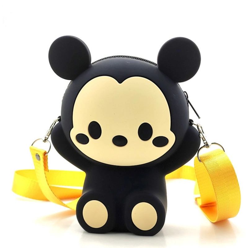 Cute 3D Mickey Silicone Shoulder Bag Silicone Mickey Sling Mobile Phone Bag with Straps