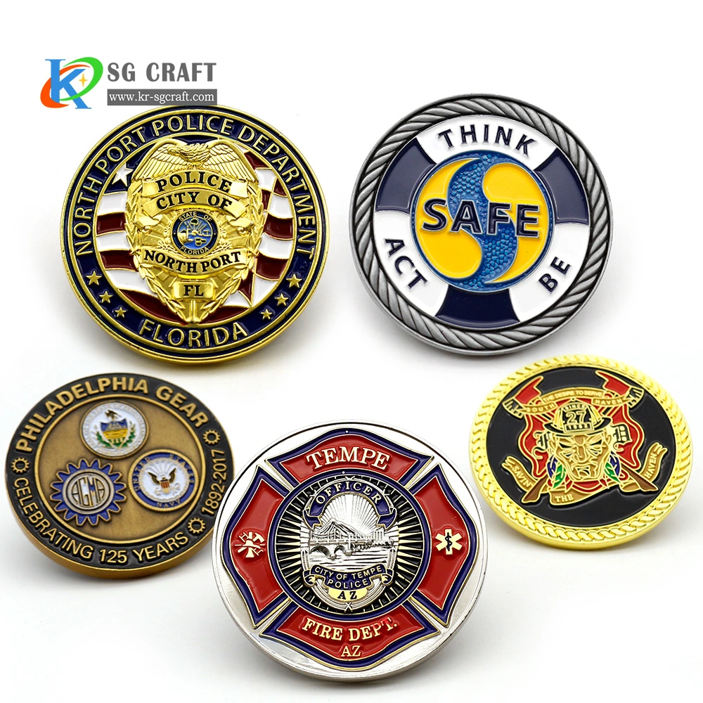 Challenge Coin Factory Custom Design Metal Award Ssoft Emaille Diamant Edge Gold Police Gedenkmünze 3D für Werbegeschenke