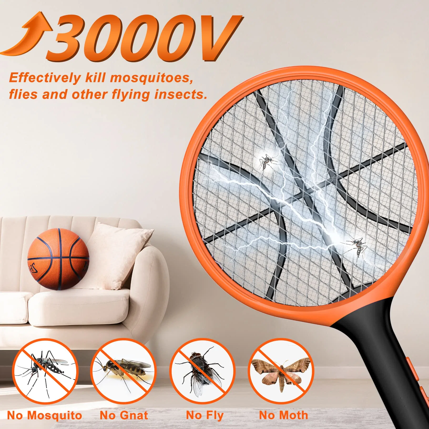 Wholesale/Supplier ODM Rechargeable Fly Swatter Hanging Ring Large Size Electric Mosquito Killer