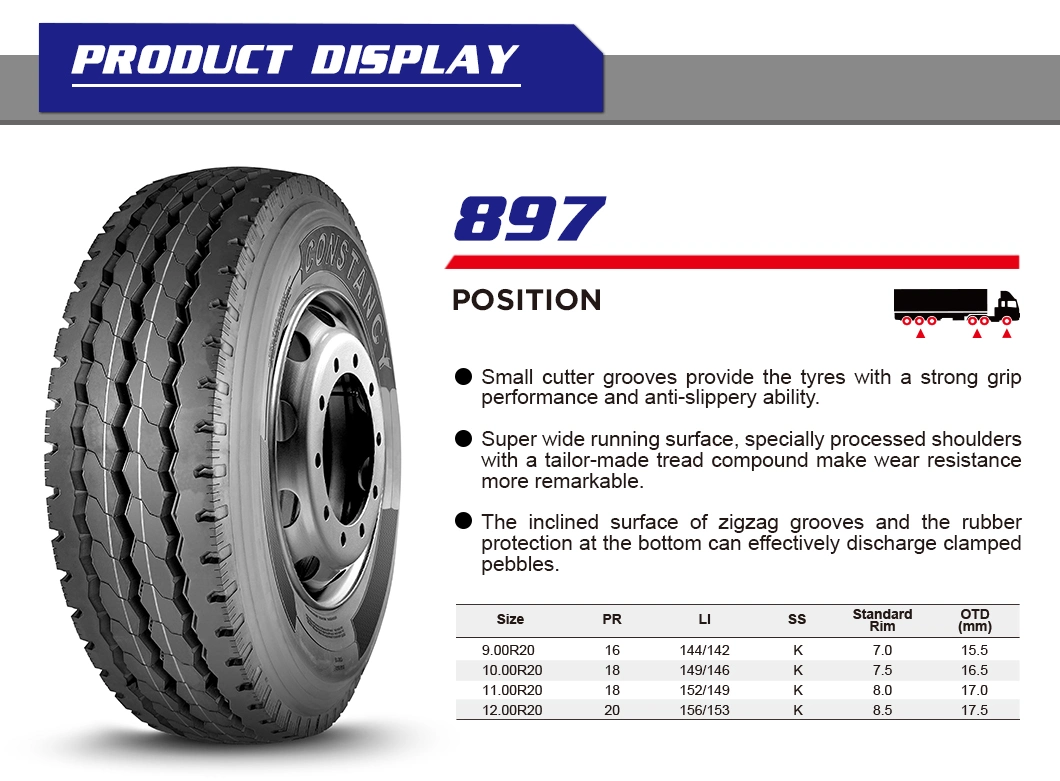 Constancy Brand Truck Tyre 10.00r20