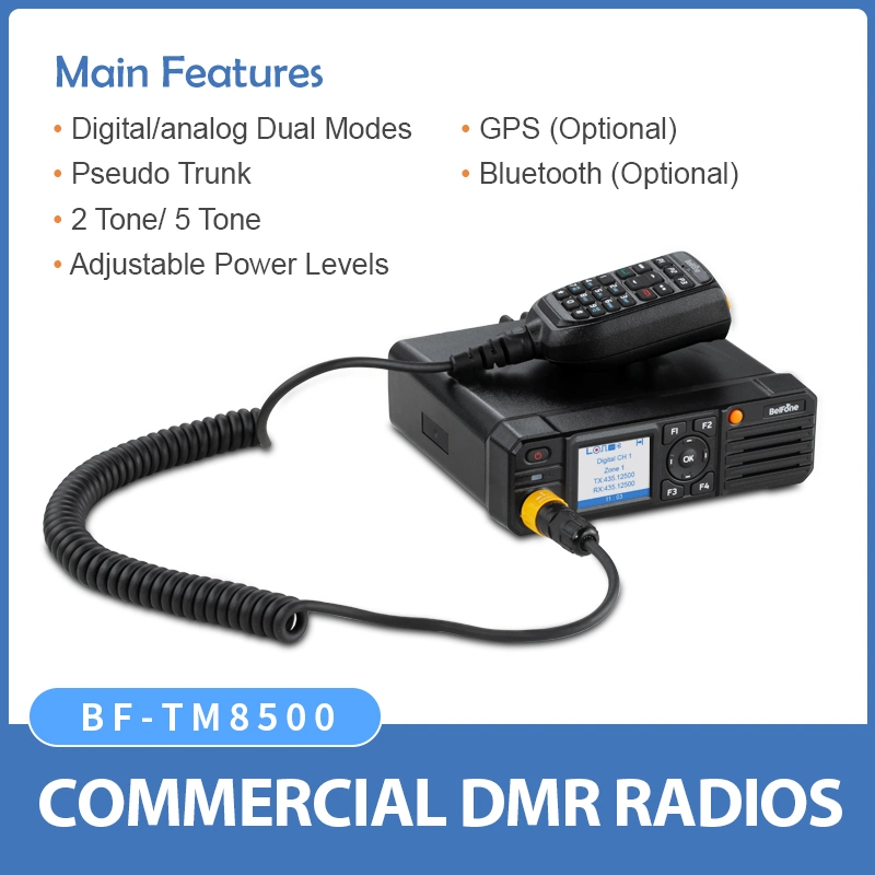 Base Radio Vehicular Interphone 50 Watts Long Range Mobile Radio with LCD Display