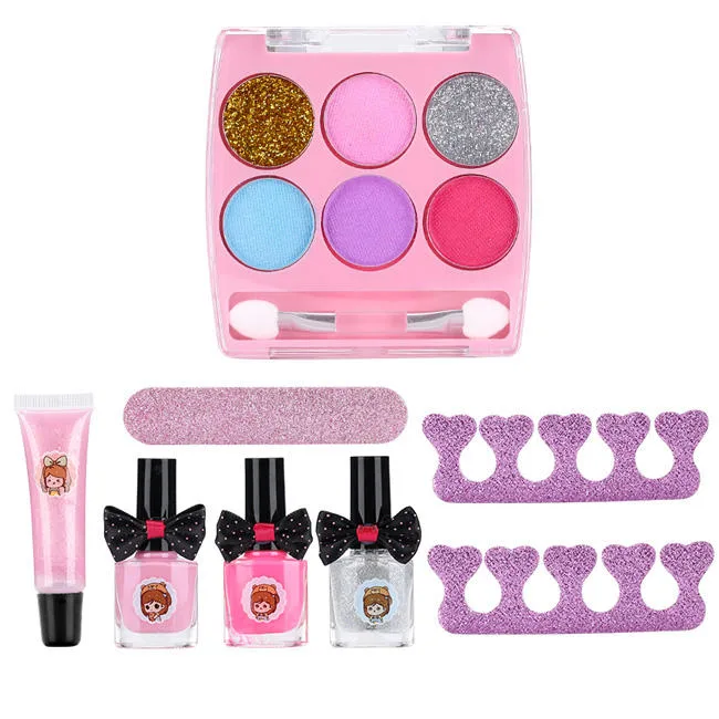 Trajes de belleza Rosa Nail Polish Lipstick Eye sombra Cute hacer Hasta Juguete