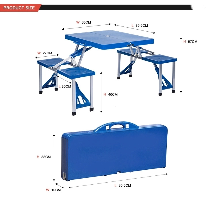 Leisure Folding Tables and Chairs Set Plastic Blue Restaurant Furniture