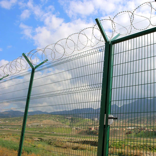 Wholesale High Quality PVC Powder Coated Green Welded 3D Wire V Mesh Security Fencing.