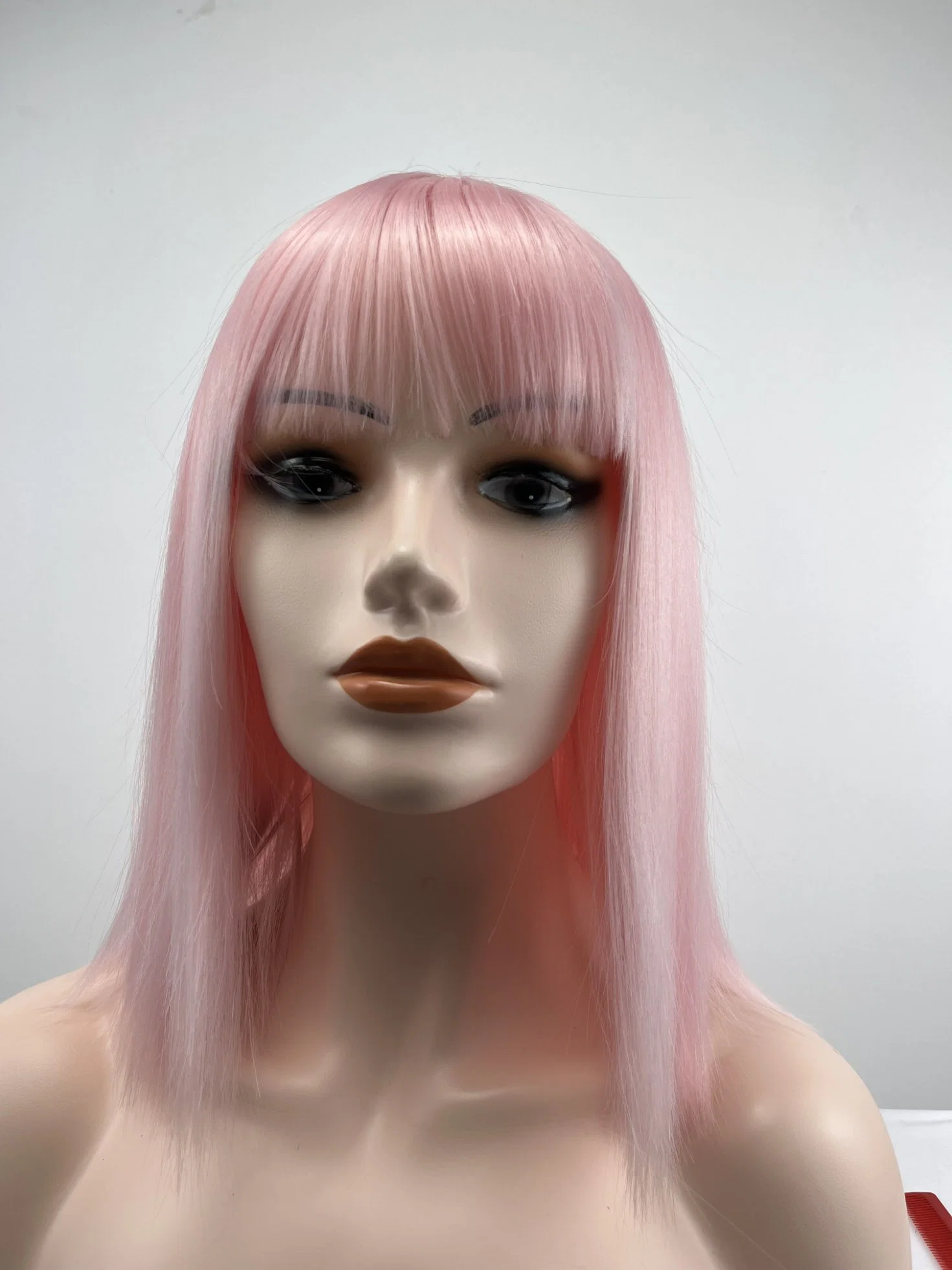 Wholesale/Supplier Party Synthetic Wigs Lolita Cosplay Pink Straight Hair Short Bob Wig Sheath with Bangs