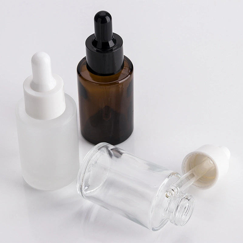 30ml 80ml 120ml Round Cylinder Frosted Liquid Foundation Lotion Cream Glass Bottle with Sprayer Pump