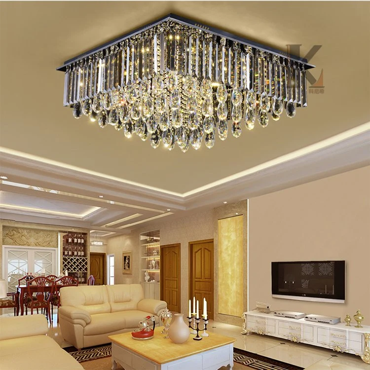 Trois couleurs de lumière de gradation lustre de plafond CLASSIC CRYSTAL allume la LED pour la chambre Salle de séjour lustre pièce maîtresse de mariage