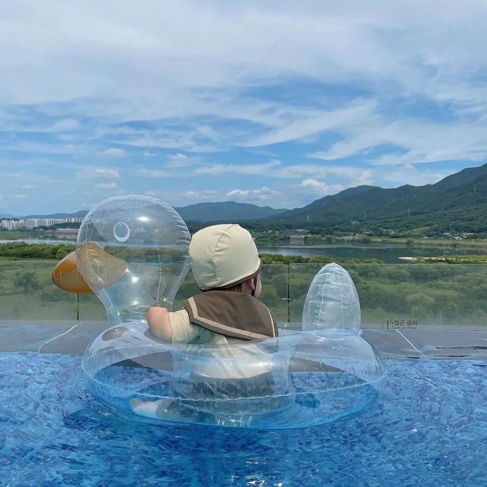 Inflatable Swimming Ring Beach Pool Transparent Duck Design Bl19635