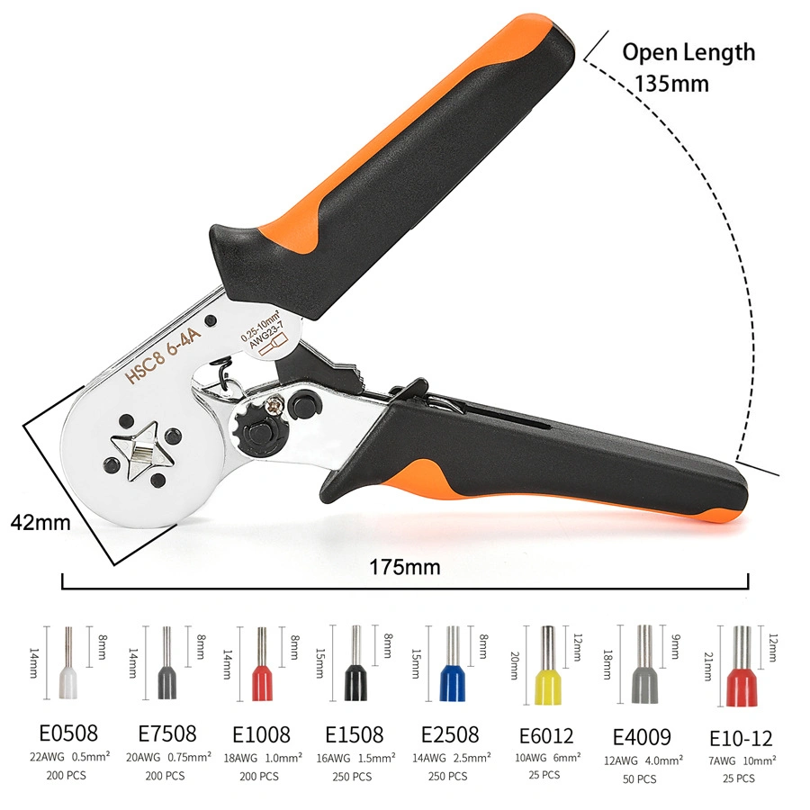 Pinces à sertir pour ferrules pinces à sertir pour électriciens cliquet à sertir réglable Outils AWG 23-10