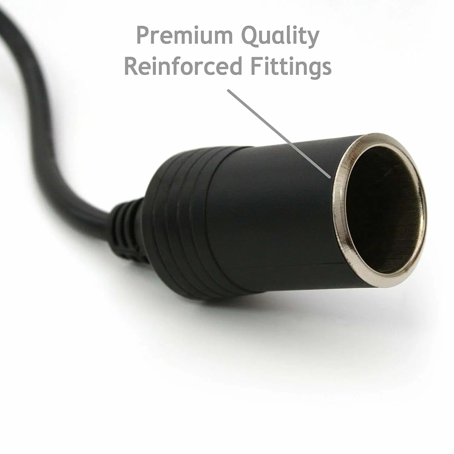 Premium 12V 15' Foot Heavy Duty Car Cigarette Lighter Socket Extension Cord, Fused (Black)