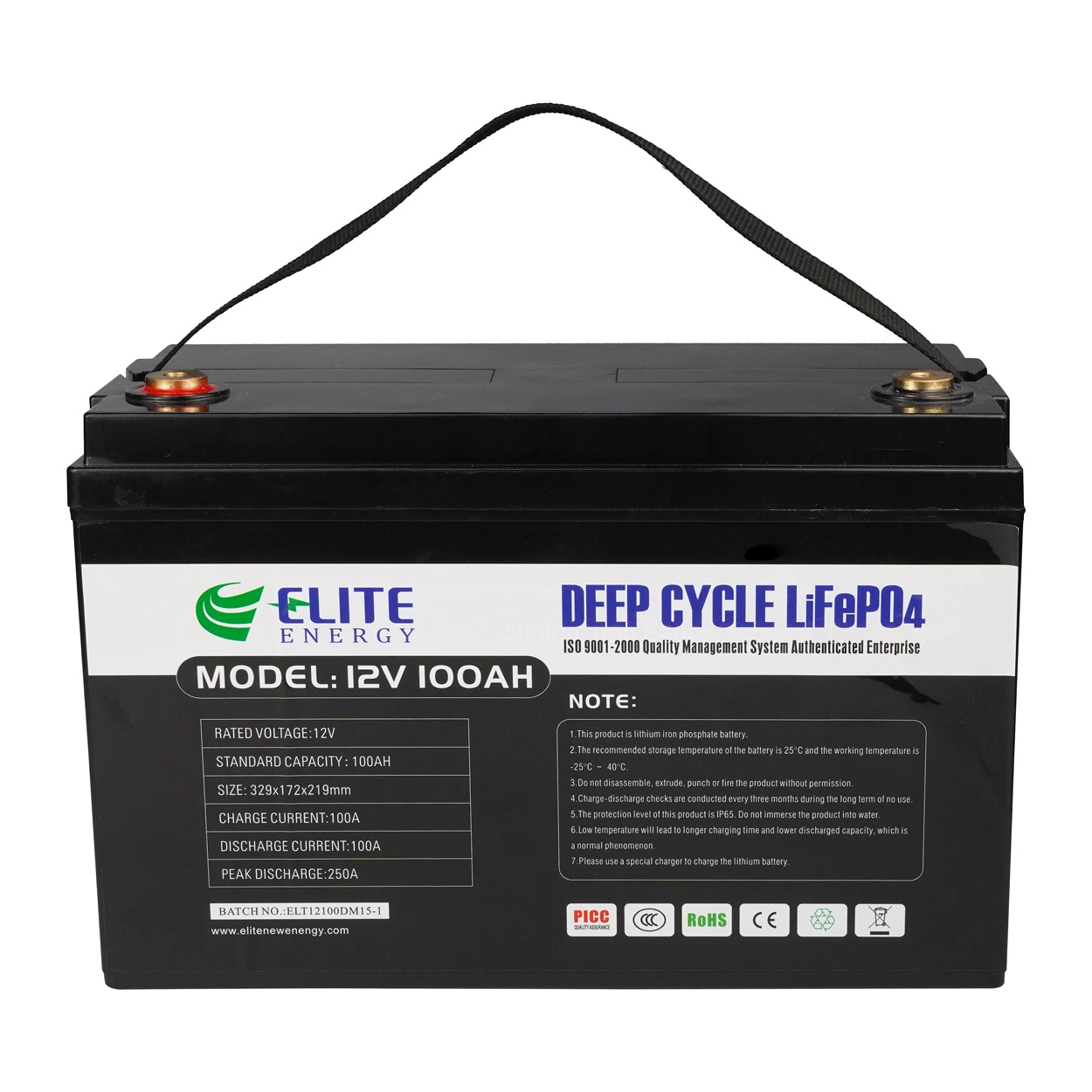 Elite 12V100ah Deep Cycle Rechargeble UPS Solar Power Li-ion Storage Battery