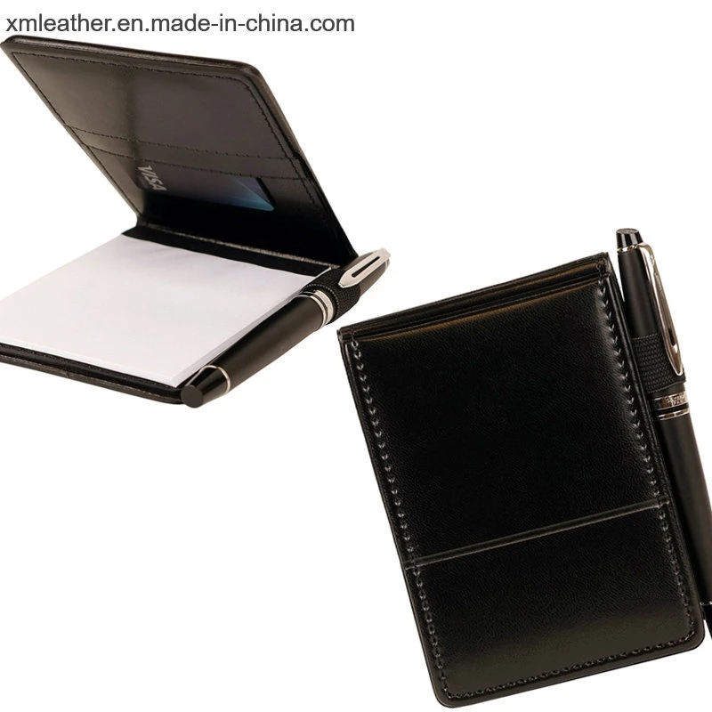 Leather Jotter Notepad Pocket Notebook with Pen Holder