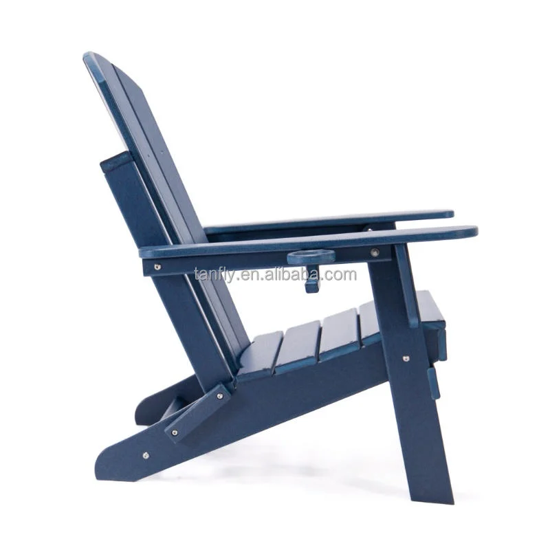 Silla HDPE plástico Patio exterior plegable silla Adirondack HDPE plástico Sillas de madera azul