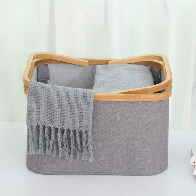 Bamboo Linen Laundry Hampers Baskets with Dual Built in Handles and Built