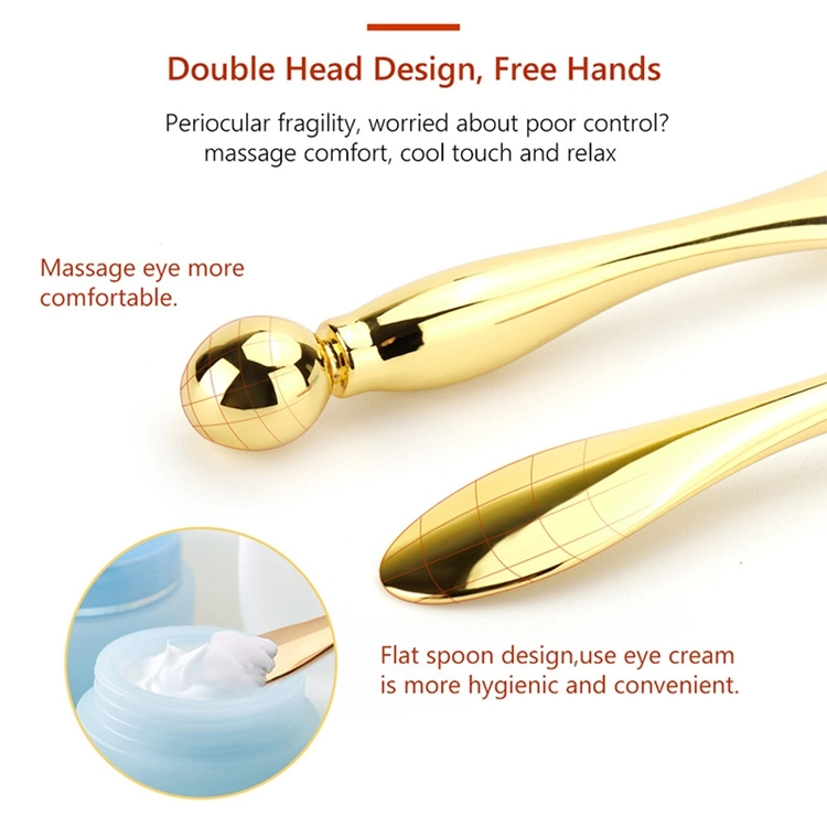 Custom Logo Makeup Spoon Gold Metal Eye Cream Applicator Facial Massage Cosmetic Spatula