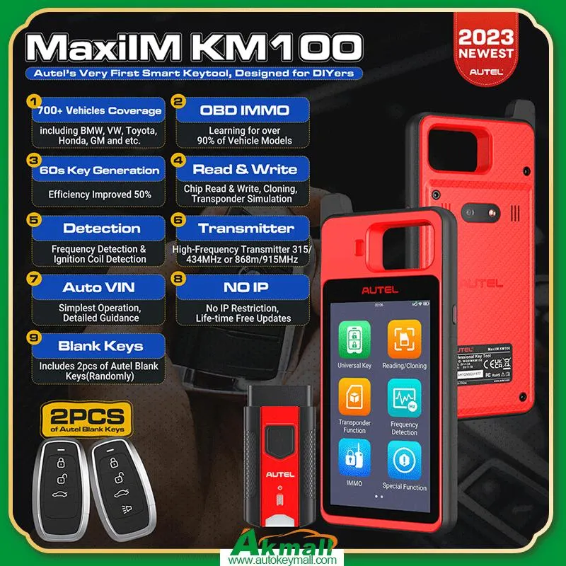 Autel Maxiim KM100 Immo Diagnostic Tool Lernen Chip Lesen / Schreiben Klonen Frequenzerkennung Schlüssel Wegfahrsperre Werkzeuge Schaffung Fob Programmierer Diagnose