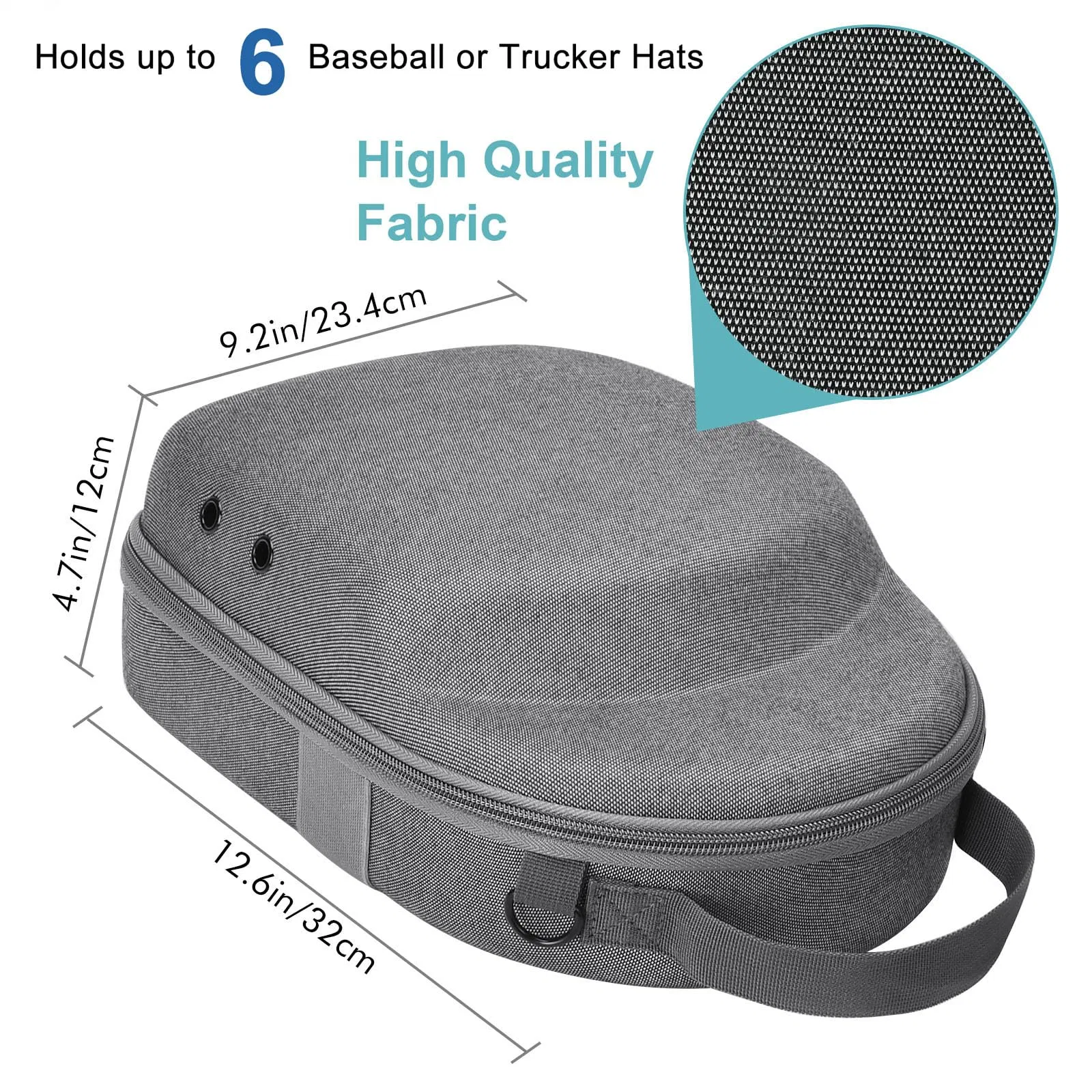 Hard Hat Box for Protects up to 6 Hats Baseball Caps Carrier Home Storage Case