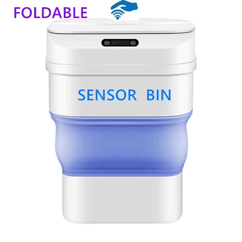 Folding Plastic Waste Bin Trash Can Dustbin Automatic Sensor Garbage Container