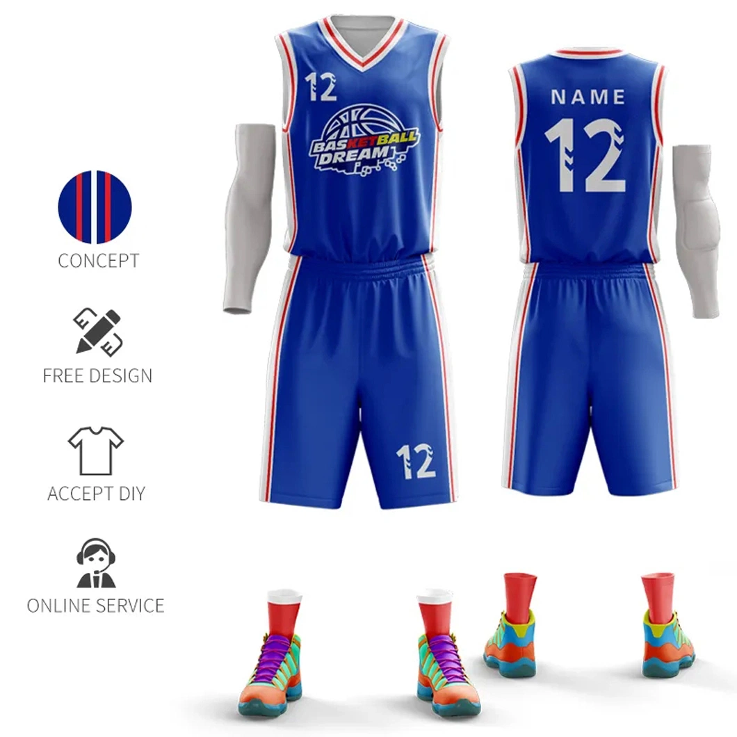 Camisola de basquetebol e calções de basquetebol atacado OEM Sublimation Team