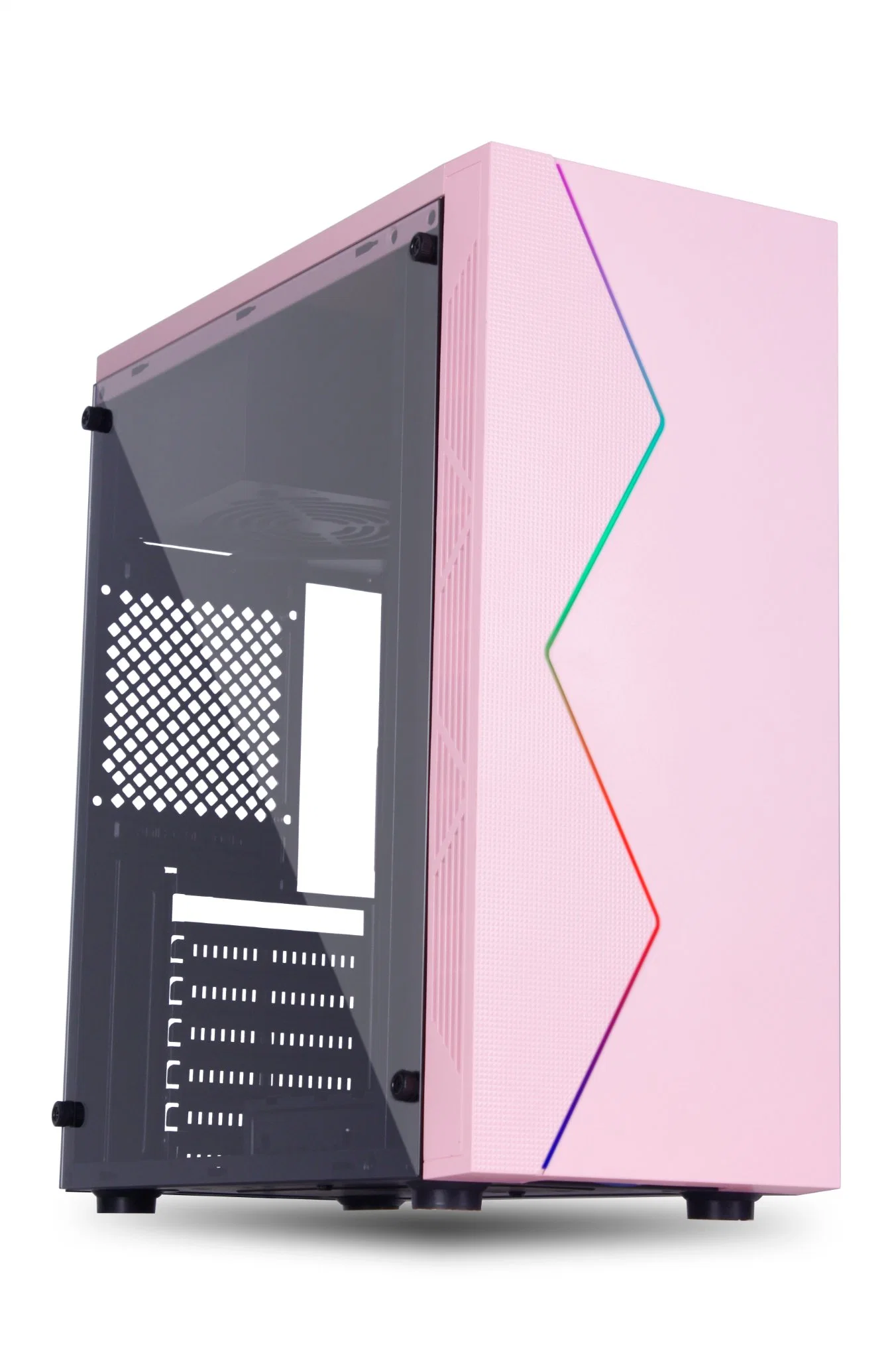 Pink Custom Design PC Case ATX Computer Case with LED Strip