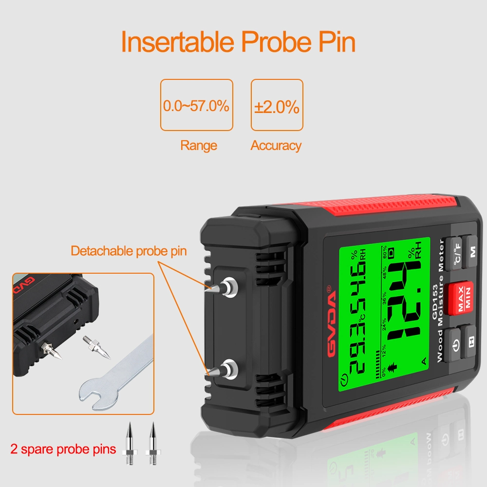 Medidor de humedad de madera digital Gvda Comprobador de humedad de madera higrómetro de madera Detector de humedad pantalla LCD Cemento Brick Medidor de humedad